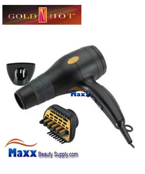 Gold N Hot #GH2240 1875W Ionic Hair Dryer with Duetto Styler Ceramic Attachment